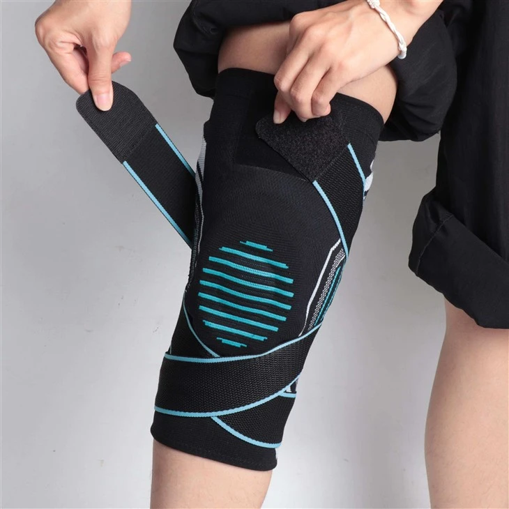 adjustable knee brace with wrap compression straps