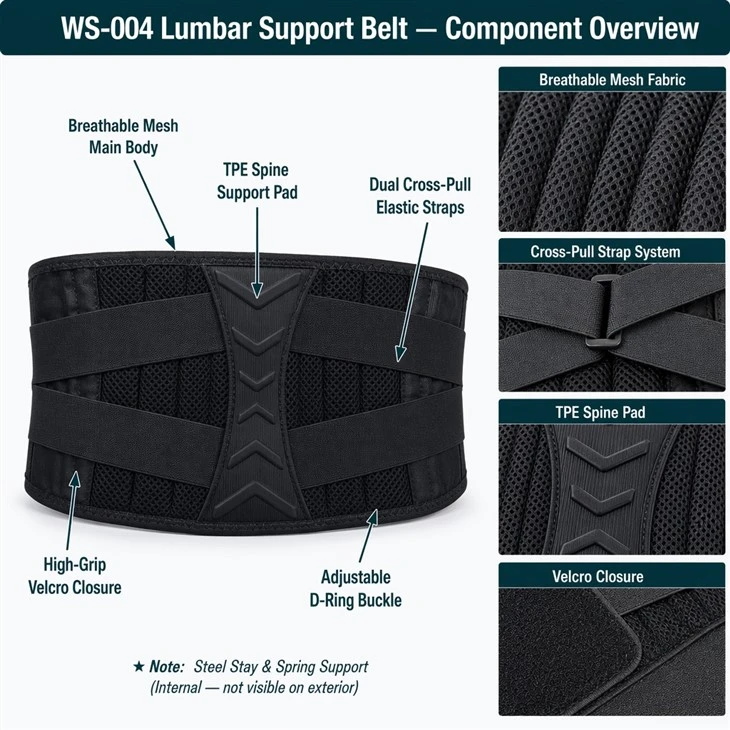 sports lumbar brace with internal steel plate support