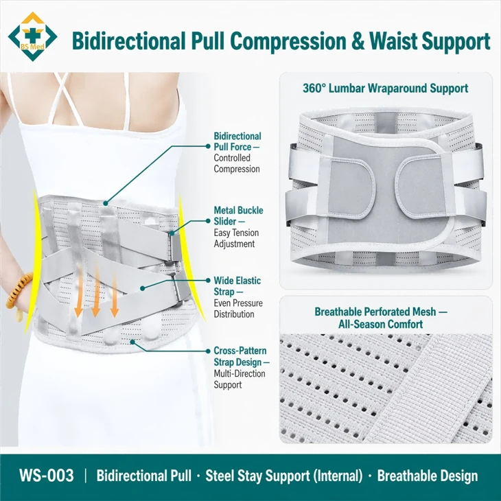 black gray waist brace for daily lumbar protection