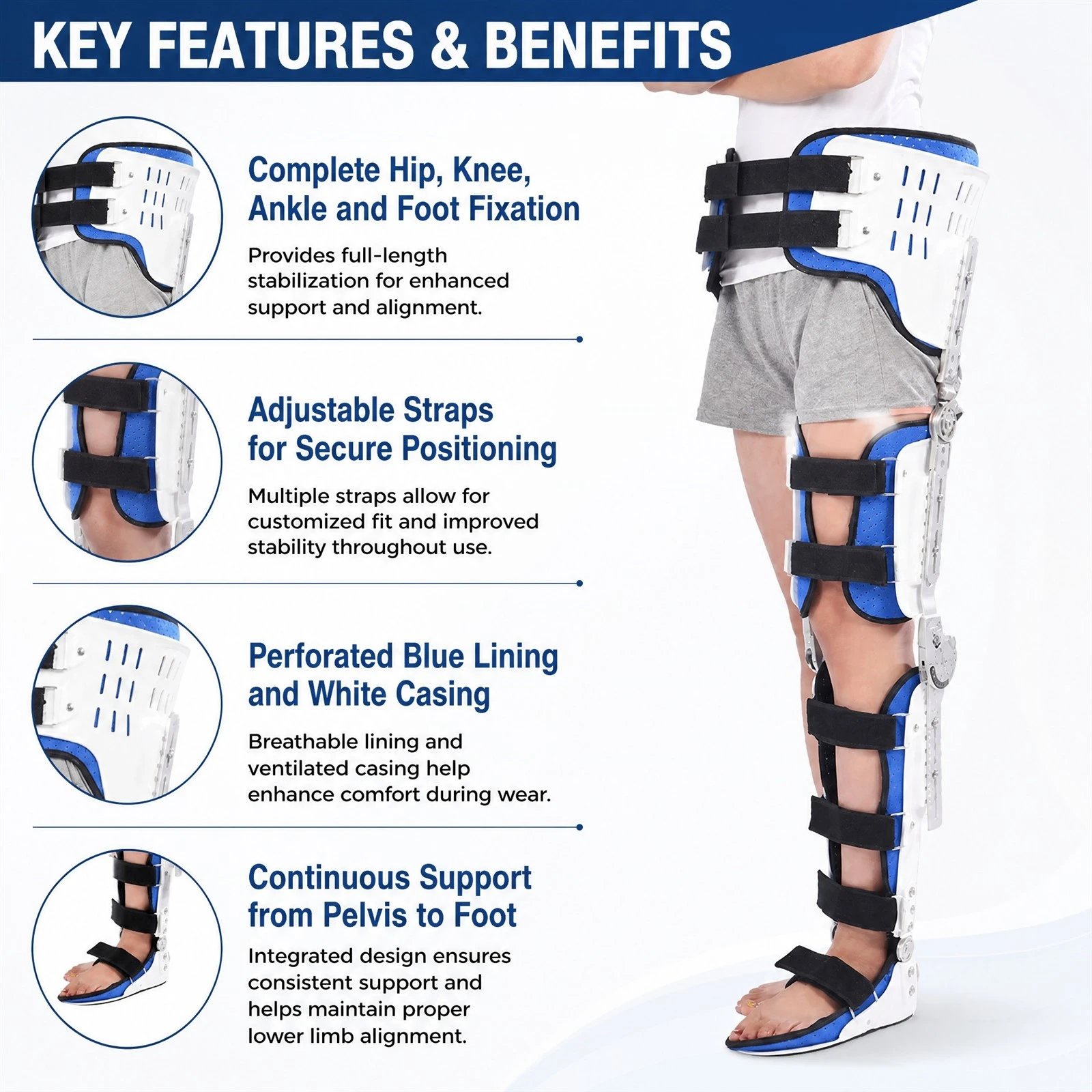 hip knee ankle foot orthosis for lower limb rehabilitation support