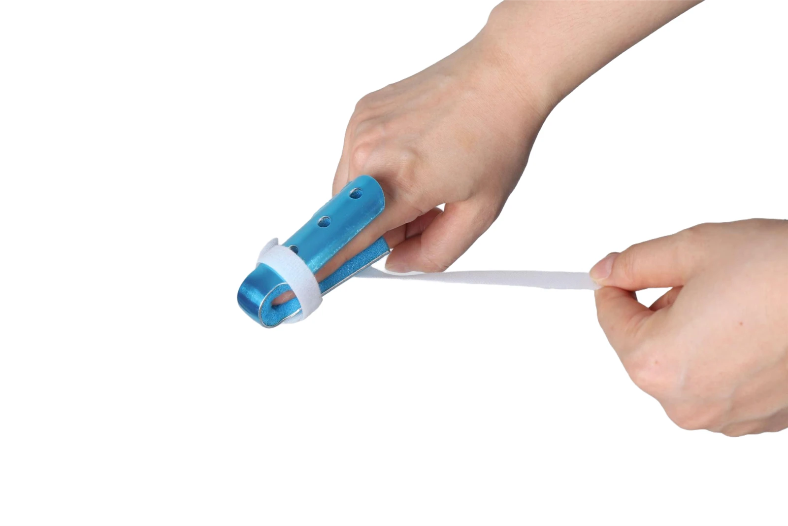 perforated aluminum finger immobilizer with blue foam lining perforated aluminum finger immobilizer with blue foam lining